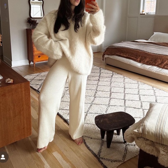 OZMA Pants - Ozma ribbed knit pants M L white